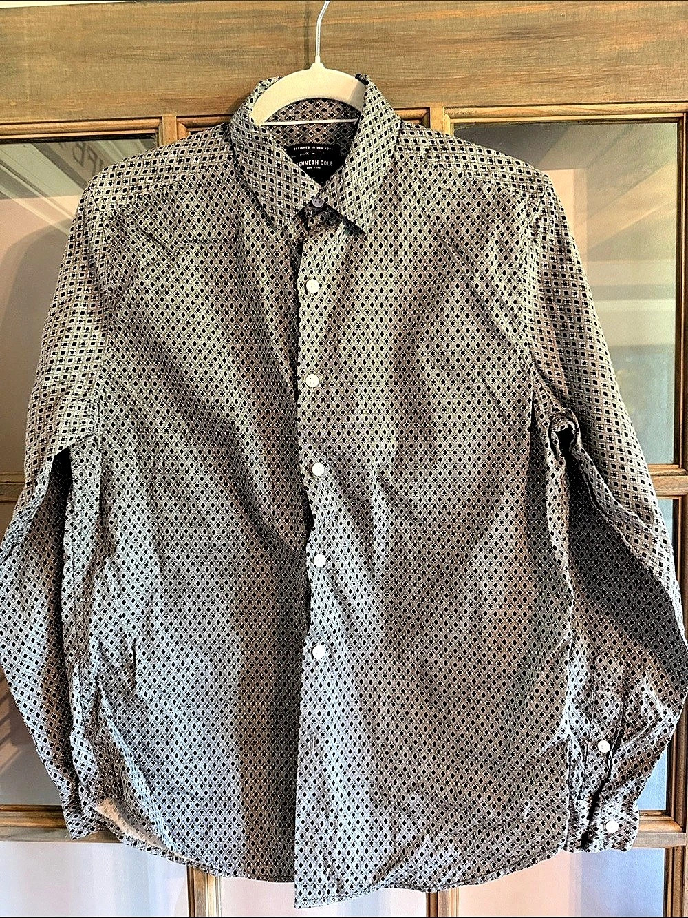Kenneth Cole Men's Geometric Slim Fit Button Down
